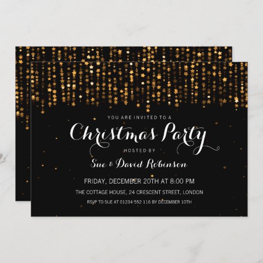 Kerstfeest Winterster Confetti Gold Kaart (Voorkant / Achterkant)