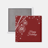 Kerstfeest Wit Decor Sterren Rood Elegant Magneet (Voorkant / Achterkant)