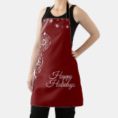 Kerstfeest Wit Decor Sterren Rood Elegant Schort (Insitu)