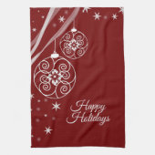 Kerstfeest Wit Decor Sterren Rood Elegant Theedoek (Verticaal)