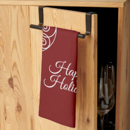Kerstfeest Wit Decor Sterren Rood Elegant Theedoek