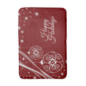 Kerstfeest Wit Decoratie Sterren Rood Elegant Badmat (Voorkant Verticaal)
