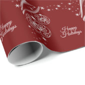 Kerstfeest Wit Decoratie Sterren Rood Elegant Cadeaupapier (Rol Hoek)
