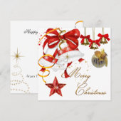 Kerstfeest Wit Goud Rood Xmas Glitter Kaart (Voorkant / Achterkant)