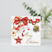 Kerstfeest Wit Goud Rood Xmas Glitter Kaart (Staand voorkant)