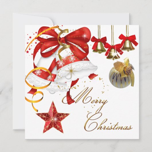 Kerstfeest Wit Goud Rood Xmas Glitter Kaart (Voorkant)