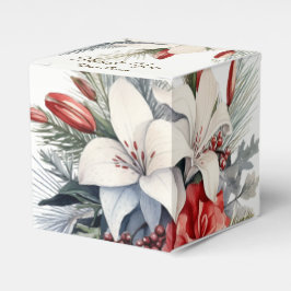 Kerstfeest Wit Rode Bloemen Vakantie Elegant Bedankdoosjes