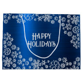 Kerstfeest Wit Sneeuwvlokken Navy Blauw Groot Cadeauzakje (Achterkant)