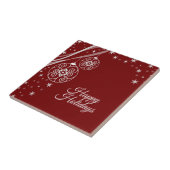 Kerstfeest Wit Sterren Rood Elegant Tegeltje (Zijkant)