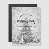 Kerstfeest wit zilveren sneeuwvlokken luxe magnetische uitnodiging (Voorkant / Achterkant)