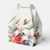Kerstfeest Witte Rode Bloemen Feestdagen Elegant Bedankdoosjes (Achterkant)