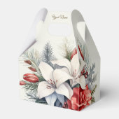 Kerstfeest Witte Rode Bloemen Feestdagen Elegant Bedankdoosjes (Voorkant Zijde)