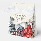 Kerstfeest Witte Rode Bloemen Feestdagen Elegant Bedankdoosjes (Voorkant Zijde)