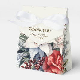 Kerstfeest Witte Rode Bloemen Feestdagen Elegant Bedankdoosjes