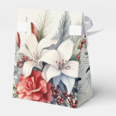 Kerstfeest Witte Rode Bloemen Feestdagen Elegant Bedankdoosjes (Achterkant)