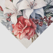 Kerstfeest Witte Rode Bloemen Feestdagen Elegant Tissuepapier (Detail)