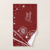 Kerstfeest Witte Siersterren Rood Elegant Bad Handdoek (Handdoek)