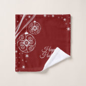 Kerstfeest Witte Siersterren Rood Elegant Bad Handdoek (Wasdoekje)