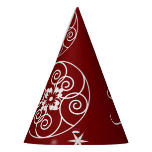 Kerstfeest Witte Siersterren Rood Elegant Feesthoedjes