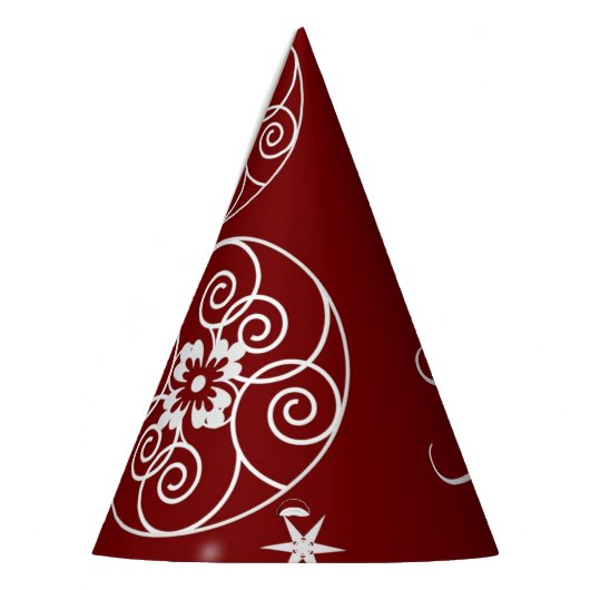 Kerstfeest Witte Siersterren Rood Elegant Feesthoedjes (Links)
