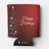 Kerstfeest Witte sterren Boom Rode sneeuwvlokken Blikjeskoeler (Achterkant)