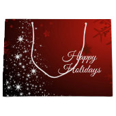 Kerstfeest Witte sterren Boom Rode sneeuwvlokken Groot Cadeauzakje (Voorkant)