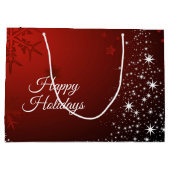 Kerstfeest Witte sterren Boom Rode sneeuwvlokken Groot Cadeauzakje (Achterkant)