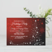 Kerstfeest Witte sterren Boom Rode sneeuwvlokken Kaart (Staand voorkant)