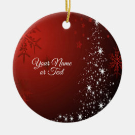 Kerstfeest Witte sterren Boom Rode sneeuwvlokken Keramisch Ornament