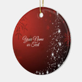 Kerstfeest Witte sterren Boom Rode sneeuwvlokken Keramisch Ornament (Links)