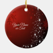 Kerstfeest Witte sterren Boom Rode sneeuwvlokken Keramisch Ornament (Achterkant)