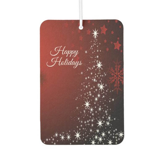 Kerstfeest Witte sterren Boom Rode sneeuwvlokken Luchtverfrisser (Voorkant)