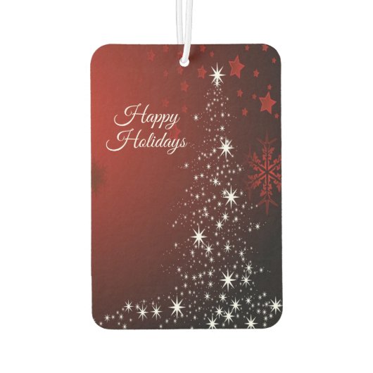 Kerstfeest Witte sterren Boom Rode sneeuwvlokken Luchtverfrisser (Achterkant)