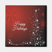 Kerstfeest Witte sterren Boom Rode sneeuwvlokken Magneet (Voorkant)