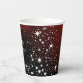 Kerstfeest Witte sterren Boom Rode sneeuwvlokken Papieren Bekers (Achterkant)