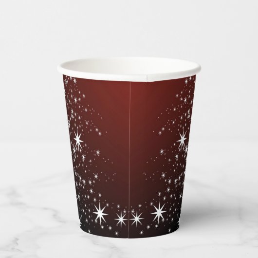 Kerstfeest Witte sterren Boom Rode sneeuwvlokken Papieren Bekers (Rechts)