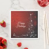 Kerstfeest Witte sterren Boom Rode sneeuwvlokken Servet (Insitu)