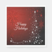 Kerstfeest Witte sterren Boom Rode sneeuwvlokken Servet (Voorkant)