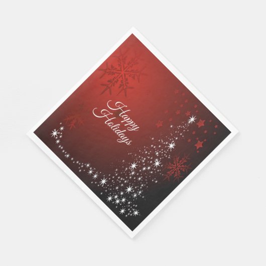 Kerstfeest Witte sterren Boom Rode sneeuwvlokken Servet (Hoek)