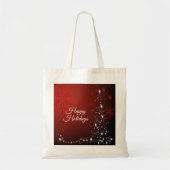 Kerstfeest Witte sterren Boom Rode sneeuwvlokken Tote Bag (Voorkant)