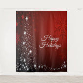 Kerstfeest Witte sterren Boom Rode sneeuwvlokken Wandkleed (Voorkant)