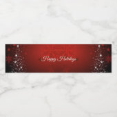 Kerstfeest Witte sterren Boom Rode sneeuwvlokken Waterfles Etiket (Enkel label)