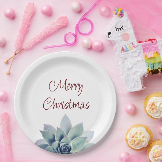 Kerstfeest Woestijn Botanische Succulent Papieren Bordje (Feest)