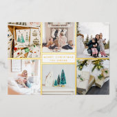 kerstfeest Zes foto's Folie Feestdagenkaart (Voorkant)