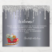 Kerstfeest zilver glitters rood slee welkom bier etiket (Enkel label)