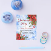 Kerstfeest Zilveren Blauwe Sparkle Poinsettia Flyer (Enkel)