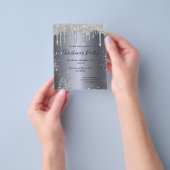 Kerstfeest zilveren glitter-budgetuitnodiging flyer (Hand)