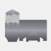 Kerstfeest zilveren glitter-druppel elegant modern bedankdoosjes (Uitgevouwen)