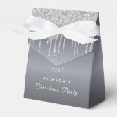 Kerstfeest zilveren glitter-druppel elegant modern bedankdoosjes (Voorkant Zijde)