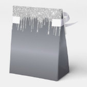 Kerstfeest zilveren glitter-druppel elegant modern bedankdoosjes (Achterkant)